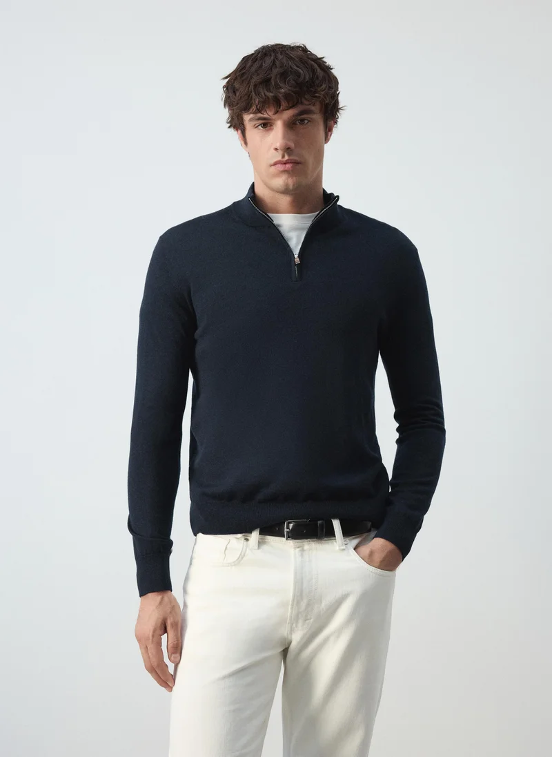 مانجو مان 100% merino wool sweater with zip-neck