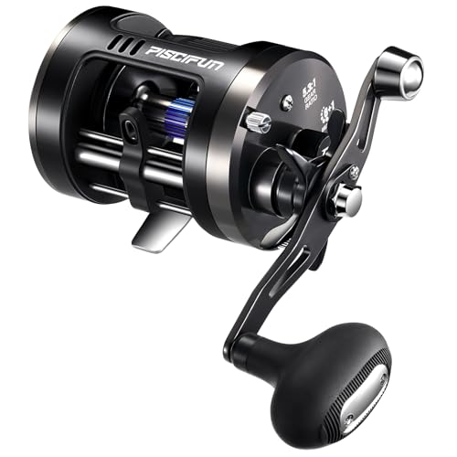 Piscifun Chaos Pro Baitcasting Fishing Reel CNC Machined Aluminum Body Round Catfish Reel with 25LB Max Drag Rolling Reel with Level Wind Magnetic Braking for Lake Saltwater Black Left Hand - Image 1