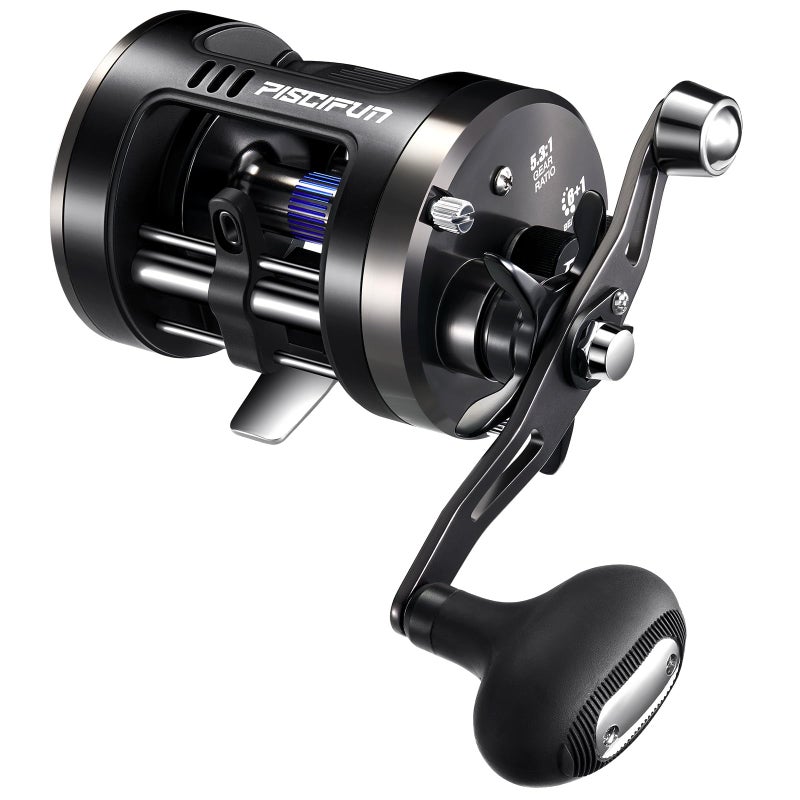 Piscifun Chaos Pro Baitcasting Fishing Reel CNC Machined Aluminum Body Round Catfish Reel with 25LB Max Drag Rolling Reel with Level Wind Magnetic Braking for Lake Saltwater Black Left Hand - Image 2