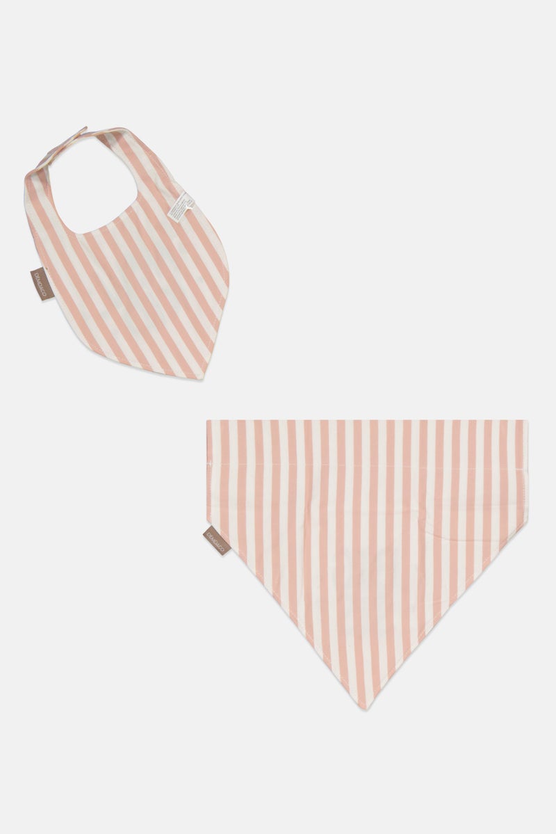 DEMDACO Toddlers Girl Bibs Stripe Bandana Bib Set, Pink Combo - Image 2
