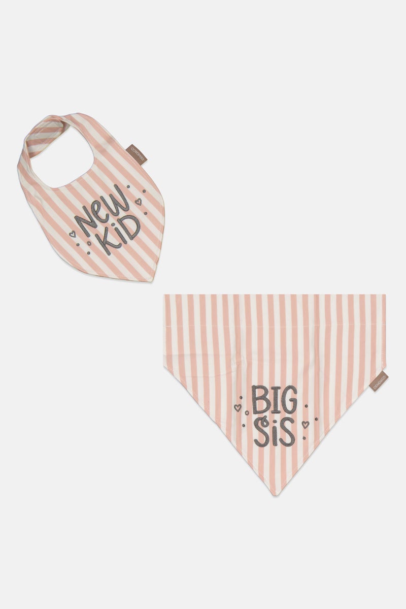DEMDACO Toddlers Girl Bibs Stripe Bandana Bib Set, Pink Combo - Image 1
