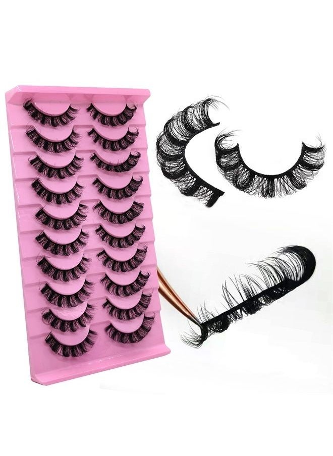 royaomis - 10Pairs 3d Russian Strip Lashes, DD Curl Lash Strips, Natural False Lashes Mink, Fluffy Eyelashes Mink, Faux Mink Eyelashes Natural Look, Natural Wispies Mink Eyelashes, Wispy Fake Lashes(s35) - Image 1
