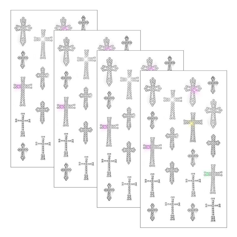 UHANBUT 4PCS Bling Rhinestone Cross Sticker Decals Self Adhesive Sparkle Diamond Car Body Decoration Stickers Crystal Auto Bumper Clings Accessories for Cars Window Scrapbook Cross - Image 3