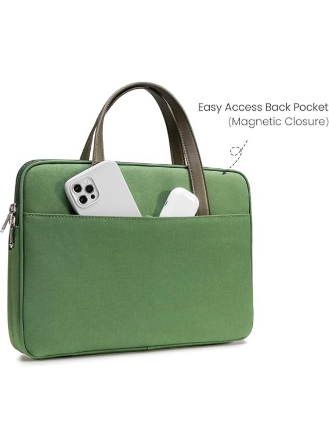 Tomtoc Versatile-A11 Laptop Handbag for 13–14 Inch Devices – Water-Resistant Slim Briefcase Sleeve with Organized Storage, Shoulder Strap & Soft Padding Eco-Friendly Laptop Bag  - Image 5