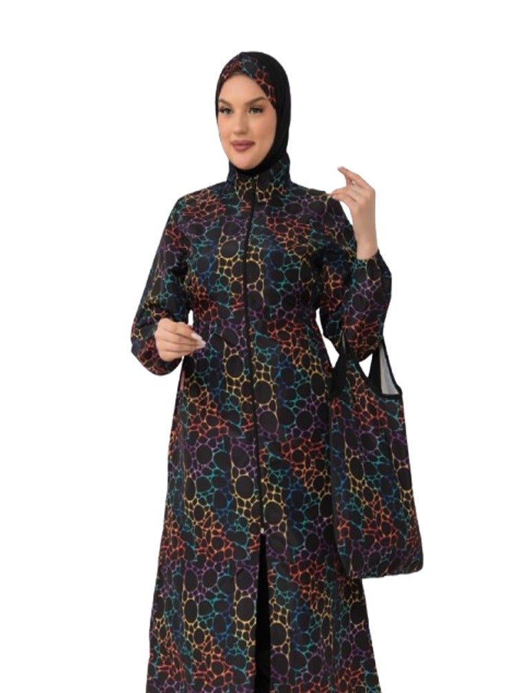 مايوه وتر بروف بوركيني طويل -٤قطع - متعدد الألوان  - Image 3