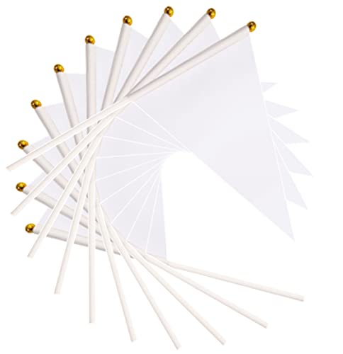 tibijoy 25 Pack White Pennant Flags Small Mini Hand Held Solid Color Pennant Flags On SticksParty Events CelebrationSchoolGrand OpeningKids BirthdaySports ClubsFlower Pot White - Image 3