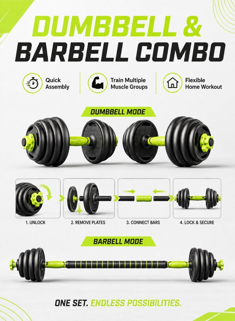 RUIYADA Dumbbells Barbell Set 30KG With Connecting Rod, 5 in1 Dumbbells Barbell Set with Kettlebells, Adjustable Dumbbells Set, Adjustable Lifting Training Set - Image 3