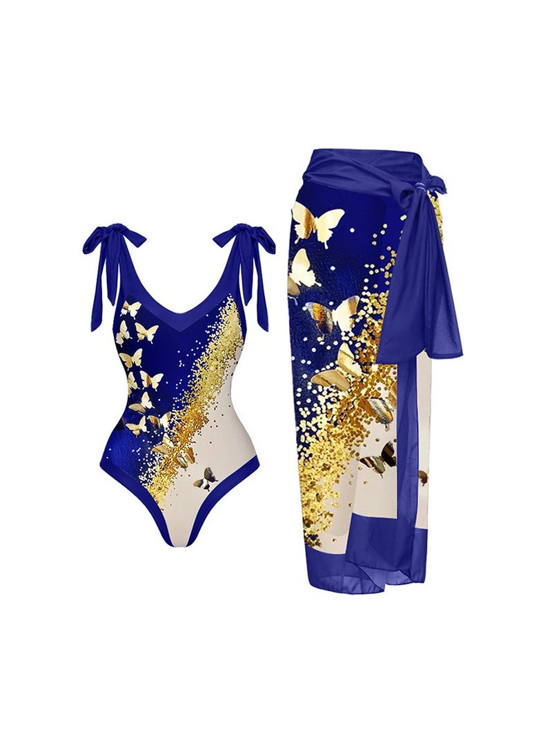 Y&D 2-Piece Women Swimsuit with Skirt Holiday Beach Dress Female Retro Swimwear Vintage Surf Wear Summer