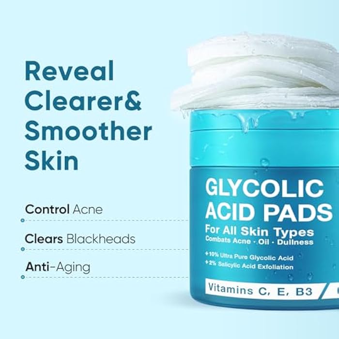 Elvira Glycolic Acid Exfoliating Facial Pads With 10% Glycolic Acid, 2% Salicylic Acid & Niacinamide - 60 Toner Pads, Daily Peel Treatment for Acne Prone Sensitive Skin - Image 2