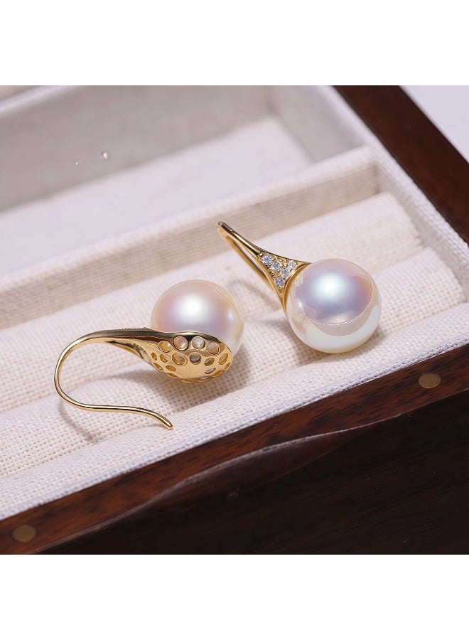 لُمعان  أقراط لؤلؤية مطلية بالذهب عيار 18 قيراط، 8 مم، أقراط أذن، رائعة، صغيرة وأنيقة - Image 1