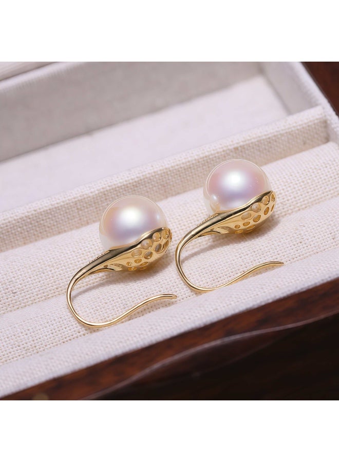 لُمعان  أقراط لؤلؤية مطلية بالذهب عيار 18 قيراط، 8 مم، أقراط أذن، رائعة، صغيرة وأنيقة - Image 2