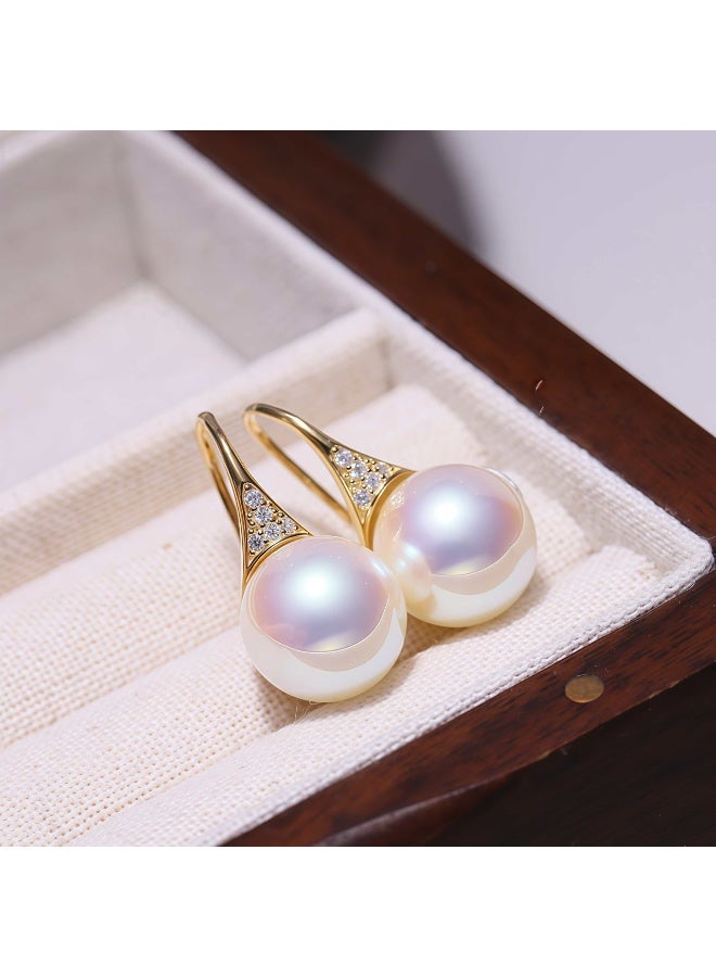 لُمعان  أقراط لؤلؤية مطلية بالذهب عيار 18 قيراط، 8 مم، أقراط أذن، رائعة، صغيرة وأنيقة - Image 4