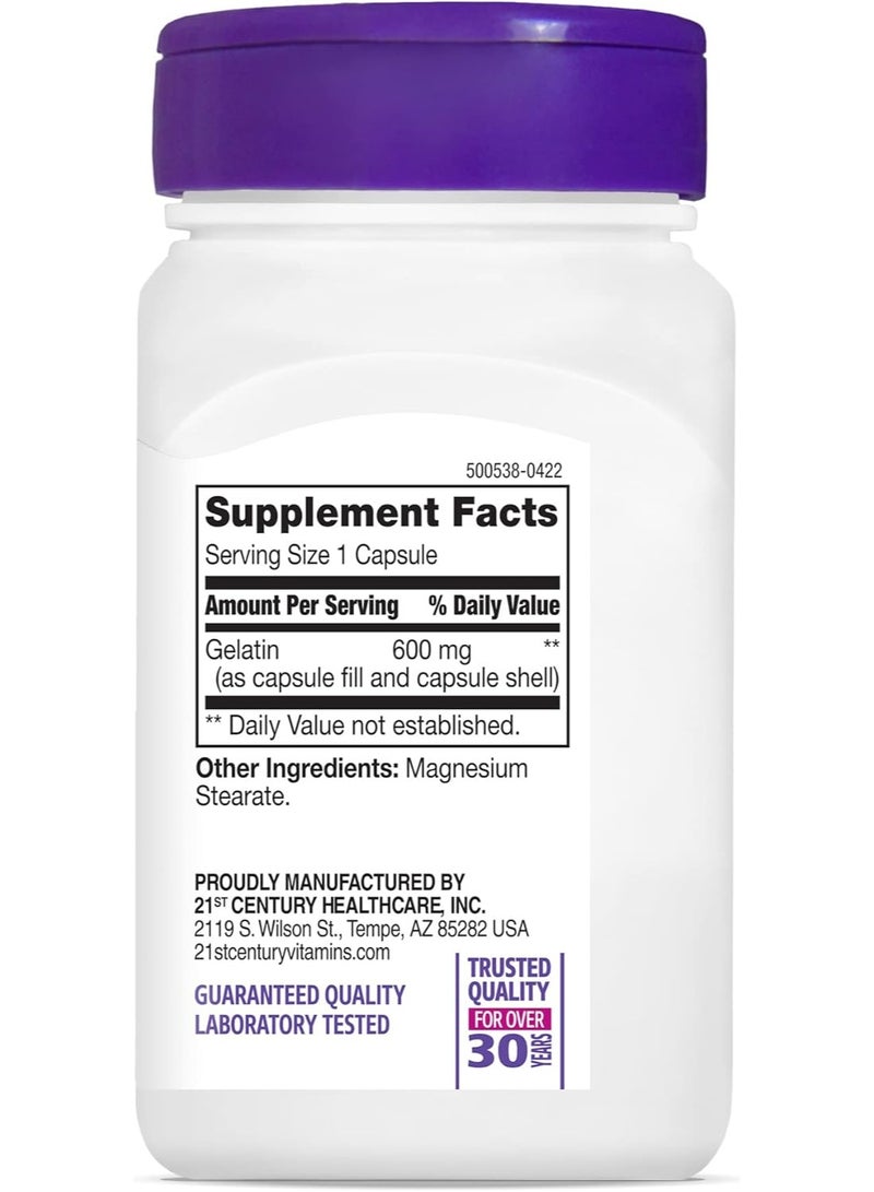 21st Century Gelatin support Hair Skin and Nails 600mg, 100 Capsules 100 servings - Image 3