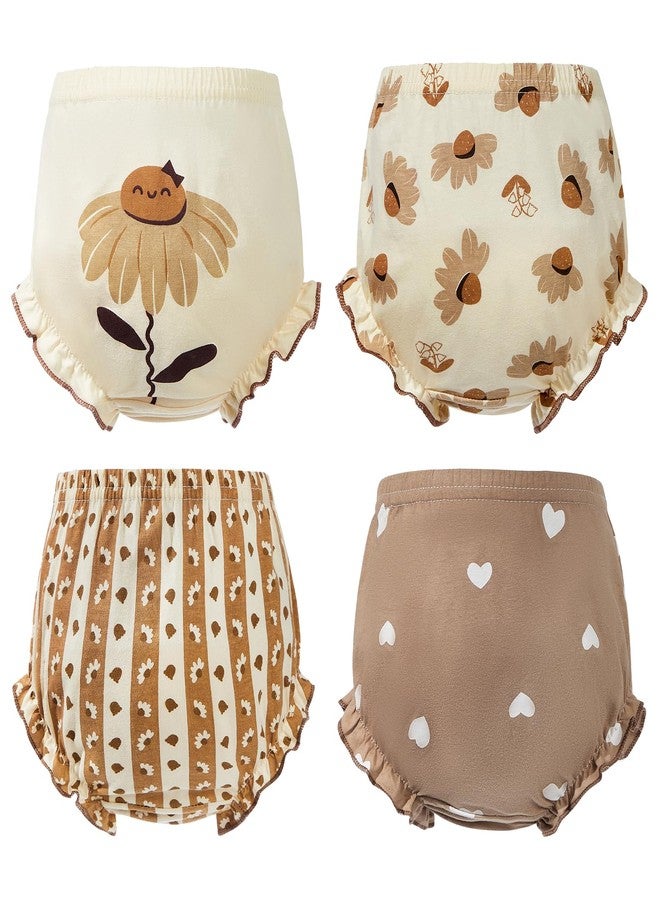Durio 4Pcs Diaper Covers for Girls Baby Bloomers for Toddler Girls Ruffle Cute Cotton Baby Girl Shorts Toddler Girl Bloomers B Daisy 4-6 Years - Image 1