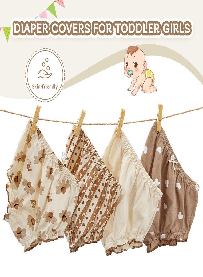 Durio 4Pcs Diaper Covers for Girls Baby Bloomers for Toddler Girls Ruffle Cute Cotton Baby Girl Shorts Toddler Girl Bloomers B Daisy 4-6 Years - Image 3