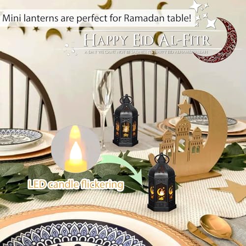 LLQ Ramadan Lanterns (5-12pcs) - Mini Lanterns Decorative Lights - Ramadan Gifts & Table Centerpiece, Eid Mubarak Decorations, Black - Image 4