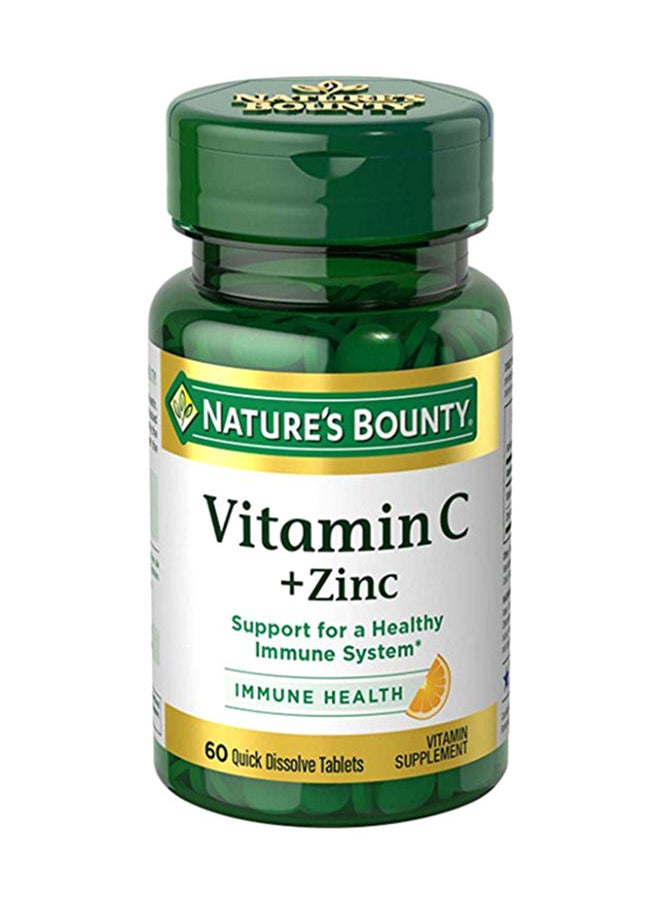 NATURE'S BOUNTY Qd Vitamin C + Zinc - 60 Quick Dissolve Tablets 