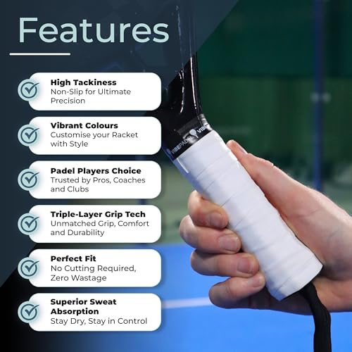 VIBEPADEL | Padel Grip for Tacky Feel | Grip 'n' Rip Padel Overgrip | Padel Racket Grip Tape | Padel, Pickleball, Squash and Badminton Racket Grip Tape | Padel Accessories and Padel Gifts | 3 Pack - Image 2
