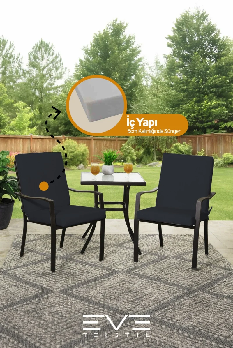 ايفي تكستل Garden - Living Room - Balcony Backrest Zippered Connectable Washable Chair Cushion 6 Pieces