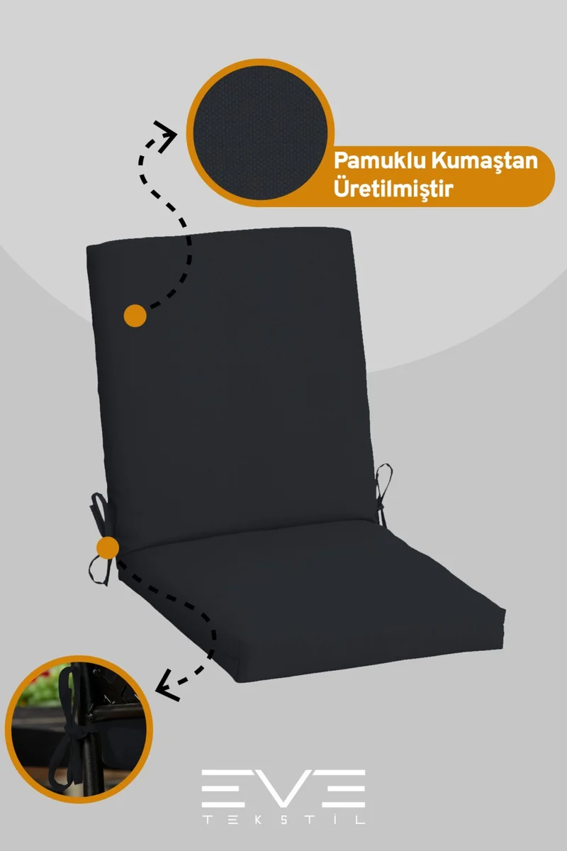 ايفي تكستل Garden - Living Room - Balcony Backrest Zippered Connectable Washable Chair Cushion 6 Pieces