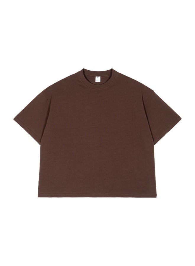 Boxy Fit Short Sleeve T-shirt Men's Heavyweight Cotton Drop Shoulder Tee American Streetwear Basic Crew Neck Casual Top - Image 1