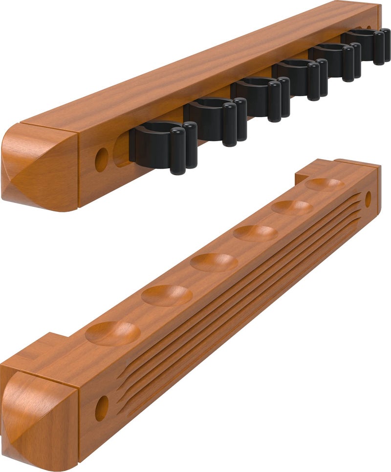 Fat Cat 2-Piece Wall Mounted Hardwood Billiard/Pool Cue Rack, Holds 6 Cues - Image 1