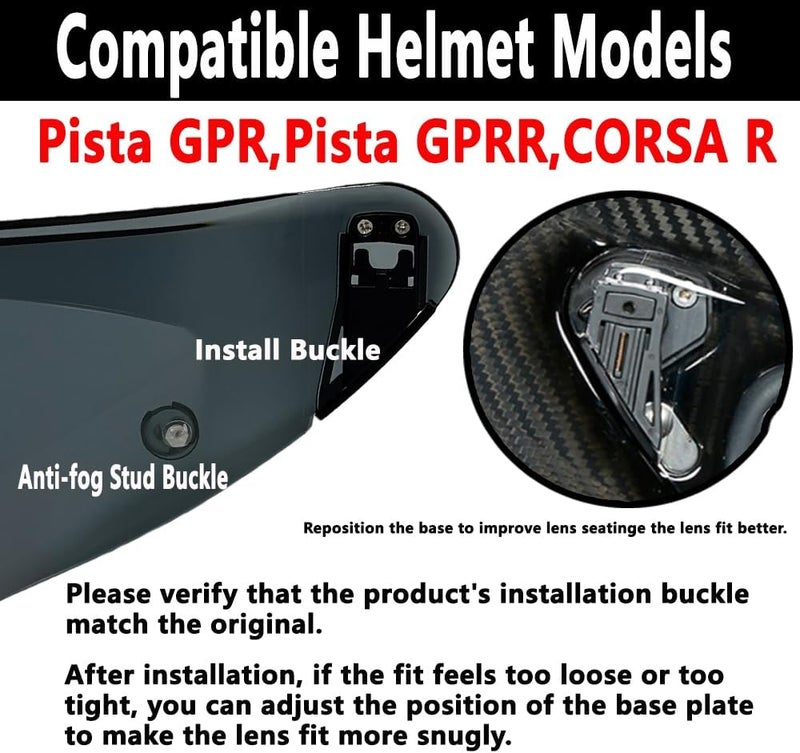 BSTOP Pista GPR Face Shield UV-Protected for AGV Pista GPRR, Pista GPR, Corsa-R Helmet (Silver - Day Use Only) - Image 3