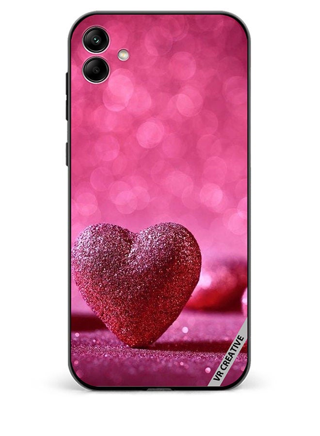 VR CREATIVE Protective Case Cover For Samsung Galaxy A04 Glitter Heart on a Pink Background Design Multicolour - Image 1