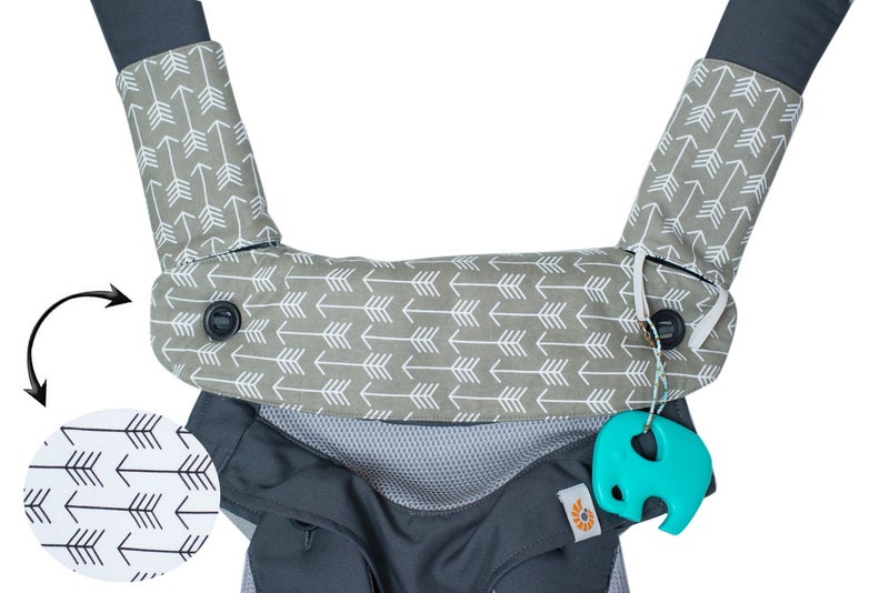 Mila Millie Mila Millie Premium Drool and Teething Reversible Cotton Pad Fits Ergobaby Four Position 360 and Most Baby Carrier Arrow Design Hypoallergenic Gray Arrow