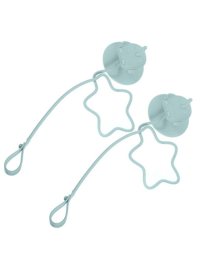 Vaguelly 1 Pair Spoon and Fork Anti-chain Serving Utensils Accessories for High Chairs for Babies Highchair,Silicone Pacifier Clip Baby Silicone Straps Light Green - Image 1