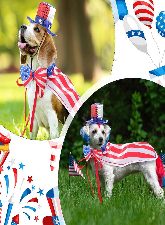JaGely 3 Pcs 4th of July Dog Outfit Memorial Day Dog Costume Set Includes Top Hat, American Flag Bow Tie Collar and Cape Patriotic Pet Outfit for Dogs Cats Puppy Kitten(M,Fashion) - Image 4