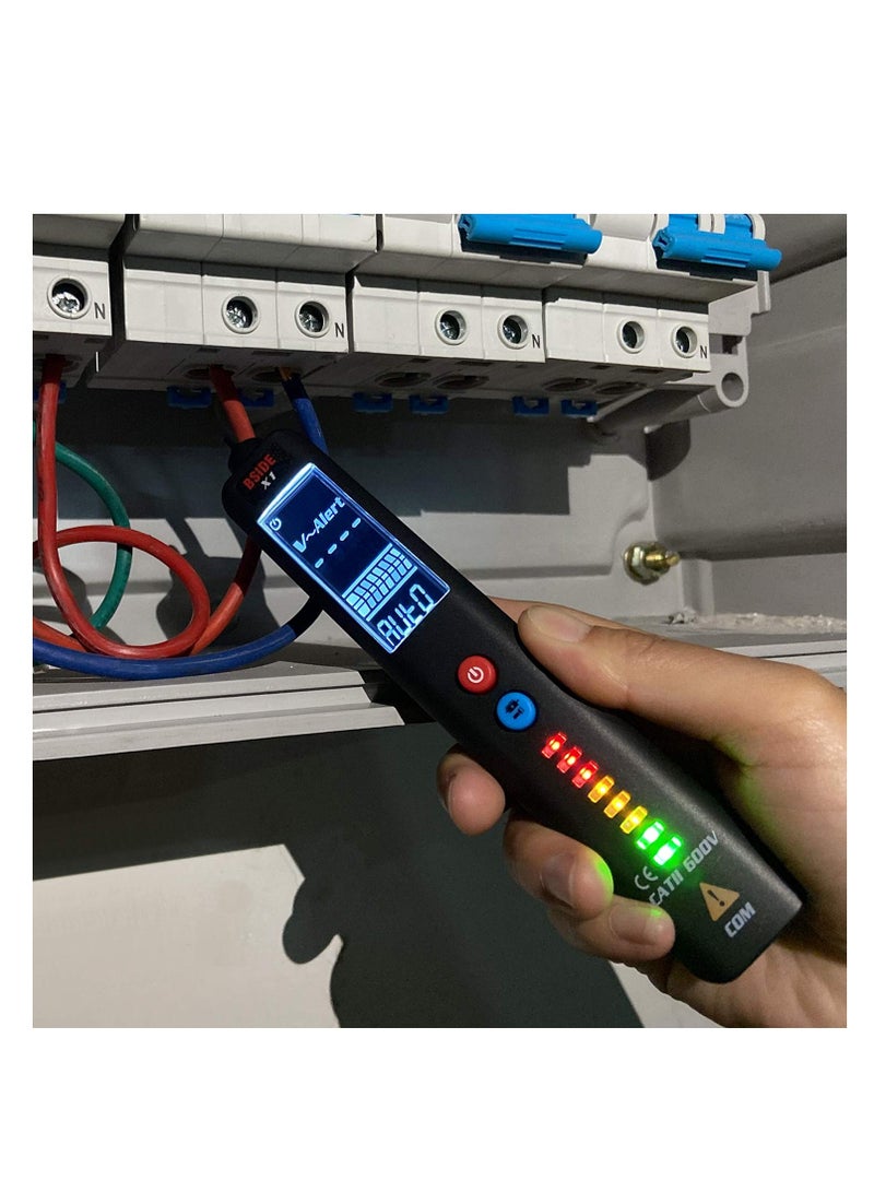 قلم اختبار الجهد مع شاشة LCD EBTN ثلاثية الخطوط، كاشف جهد غير متلامس، حساس قابل للتعديل، مستشعر طاقة متردد مزدوج النطاق، متعدد القياسات مدمج لفحص المأخذ والدائرة. - Image 5