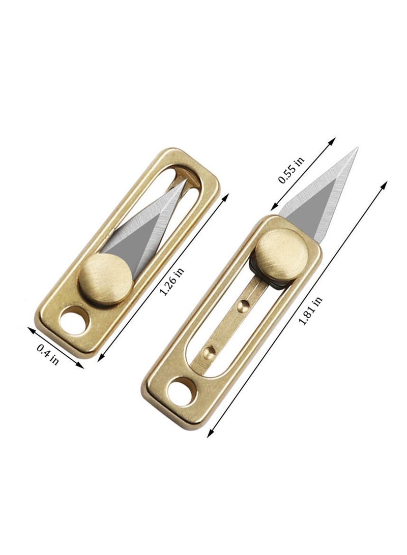 SYOSI Pocket Knife,Box Cutter Retractable,Cool Gadgets,Package Opener,Mini knife,Keychain Box Cutter,Keychain Knife Decoration Small and Sharp(Brass,2PCS) - Image 5