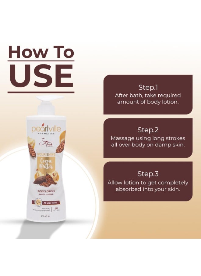 Pearlville - Super Foods Collection Nourishing Cocoa Butter Body Lotion - 650ml | Hydrating Body Lotion for Soft, Smooth Skin - Image 1