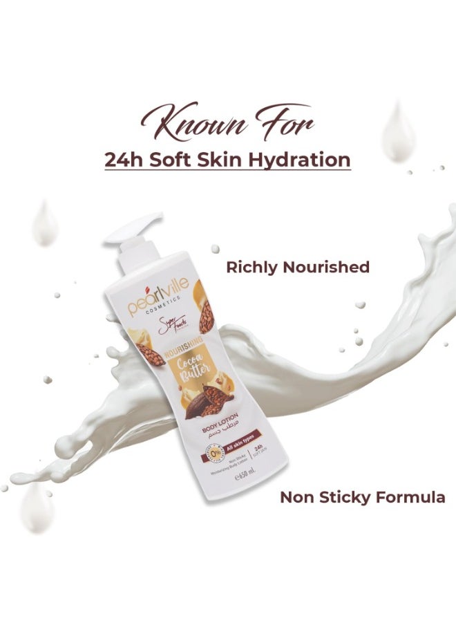 Pearlville - Super Foods Collection Nourishing Cocoa Butter Body Lotion - 650ml | Hydrating Body Lotion for Soft, Smooth Skin - Image 1