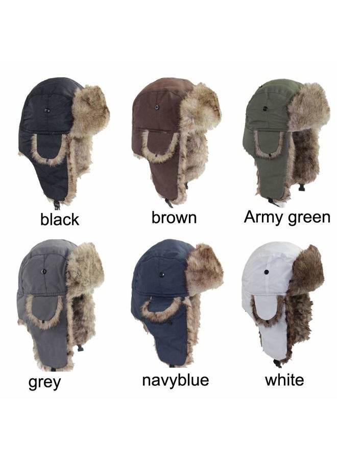 ASWER Trapper Warm Russian Trooper Hat Winter Skiing Cap Women Men Windproof Black - Image 2