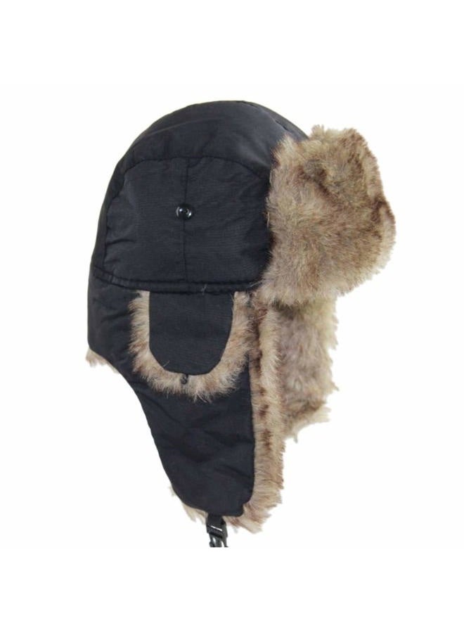 ASWER Trapper Warm Russian Trooper Hat Winter Skiing Cap Women Men Windproof Black - Image 1
