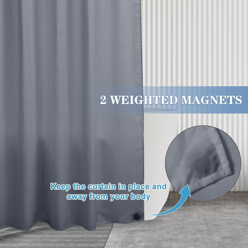 Nasitos Stall Shower Curtain Liners 2 Pack - W36 x H72 - Washable & Water Resistant Fabric Bath Shower Liners for Narrow Stall, Stand Up Shower Stall, RV, Camper (Grey, 4 Magnets Included) - Image 4