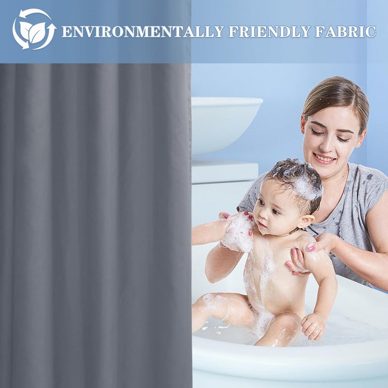 Nasitos Stall Shower Curtain Liners 2 Pack - W36 x H72 - Washable & Water Resistant Fabric Bath Shower Liners for Narrow Stall, Stand Up Shower Stall, RV, Camper (Grey, 4 Magnets Included) - Image 2