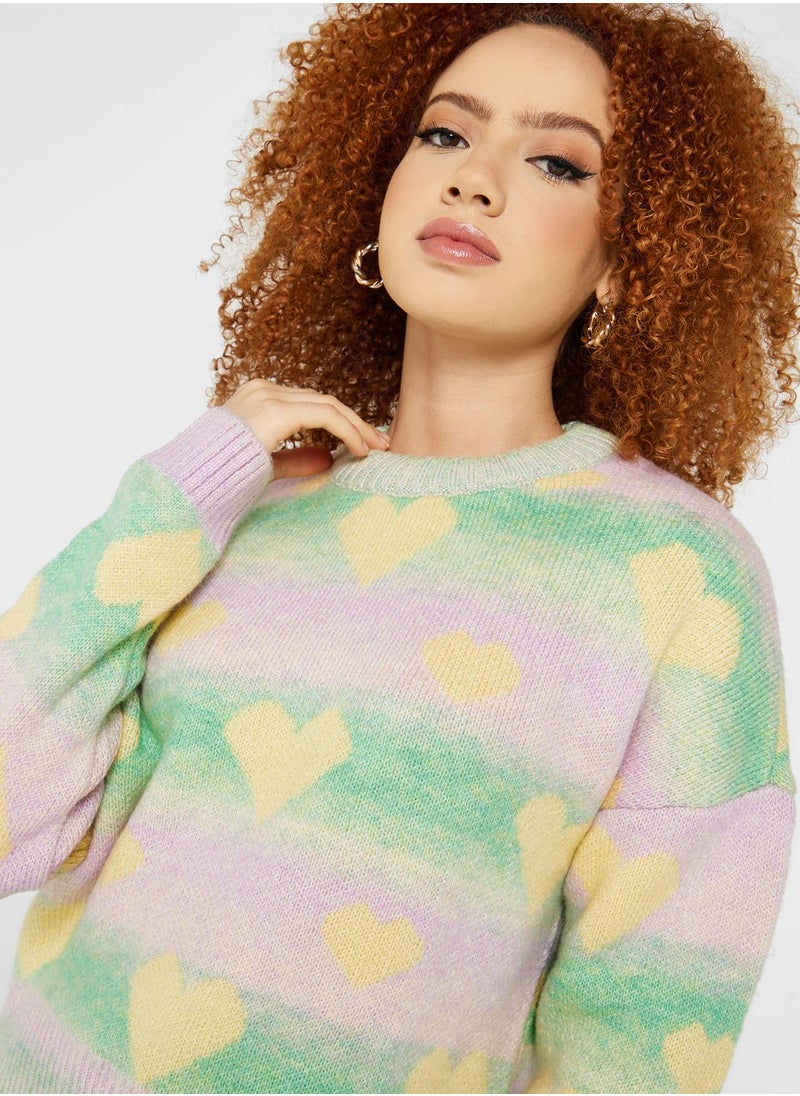 ONLY - Heart Printed Sweater - Image 1