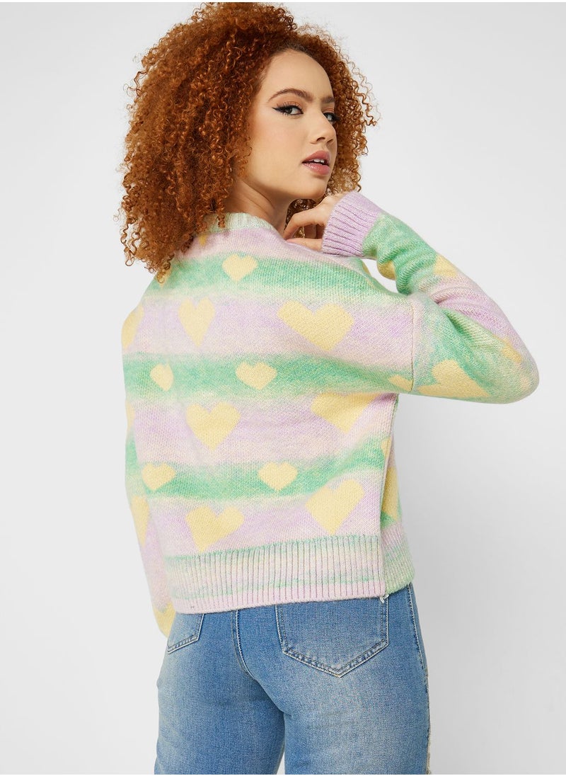 ONLY - Heart Printed Sweater - Image 1