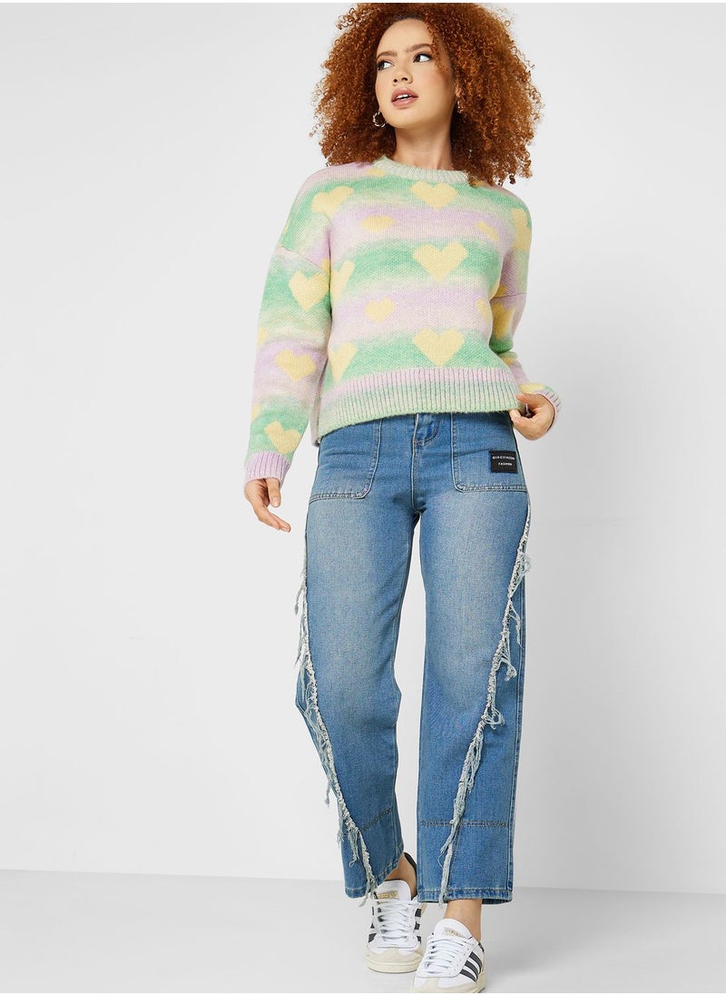 ONLY - Heart Printed Sweater - Image 1