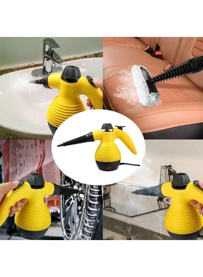 منظف بخاري يدوي 1000 واط مع مجموعة ملحقات، مزيل بقع عالي الضغط لتنظيف المطبخ والحمام والسيارة والنوافذ والمفروشات - Image 4