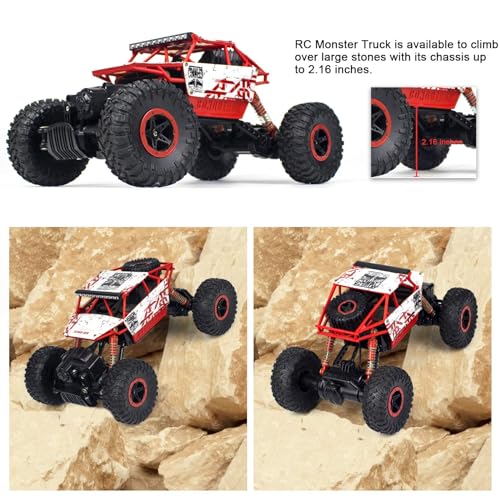 Cheerwing 1:18 Rock Crawler 2.4Ghz Remote Control Car 4WD Off Road RC Monster Truck 2 Battery(Red) - Image 5
