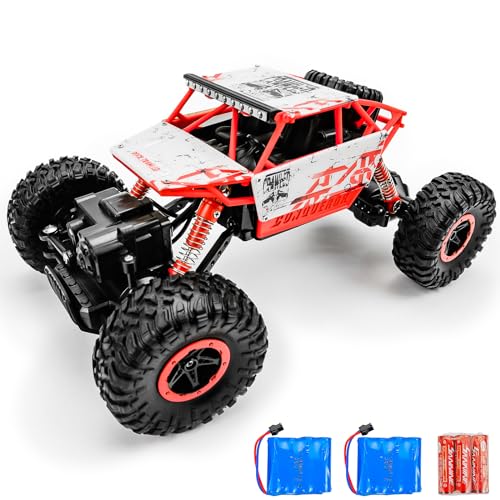 Cheerwing 1:18 Rock Crawler 2.4Ghz Remote Control Car 4WD Off Road RC Monster Truck 2 Battery(Red) - Image 1