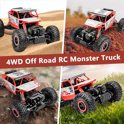 Cheerwing 1:18 Rock Crawler 2.4Ghz Remote Control Car 4WD Off Road RC Monster Truck 2 Battery(Red) - Image 4