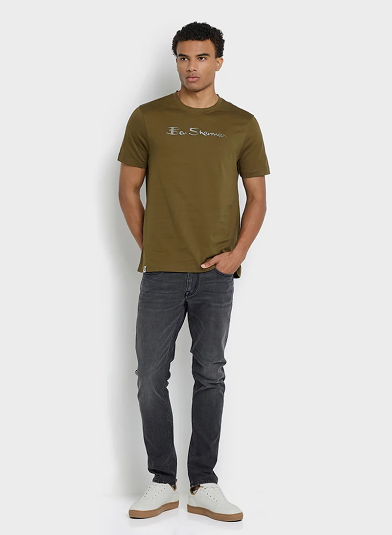 Ben Sherman Mercerised Cotton Chest Print T-Shirt