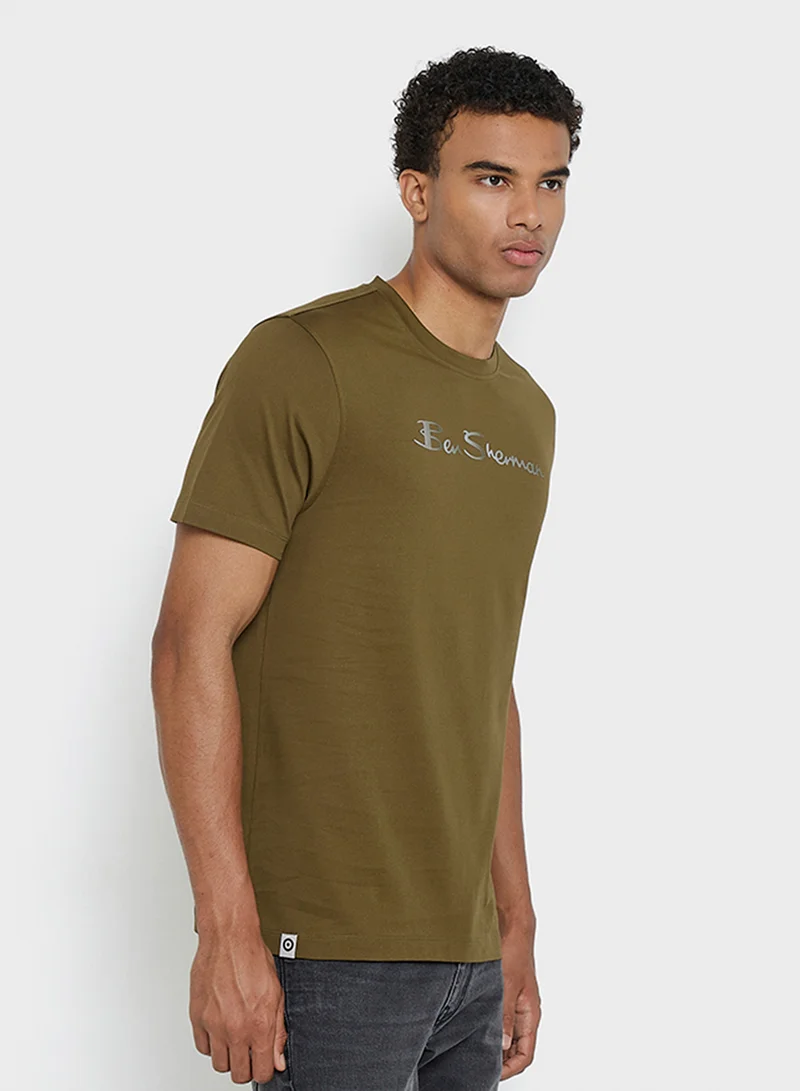 Ben Sherman Mercerised Cotton Chest Print T-Shirt