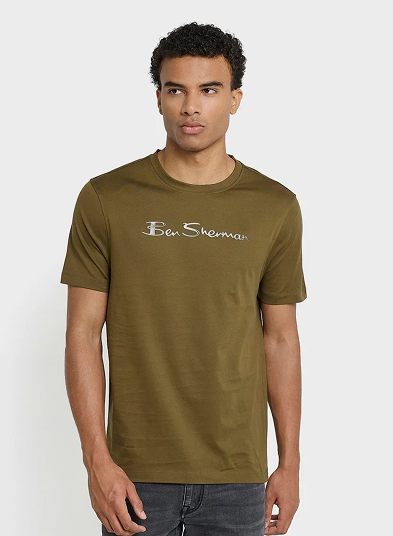 Ben Sherman Mercerised Cotton Chest Print T-Shirt