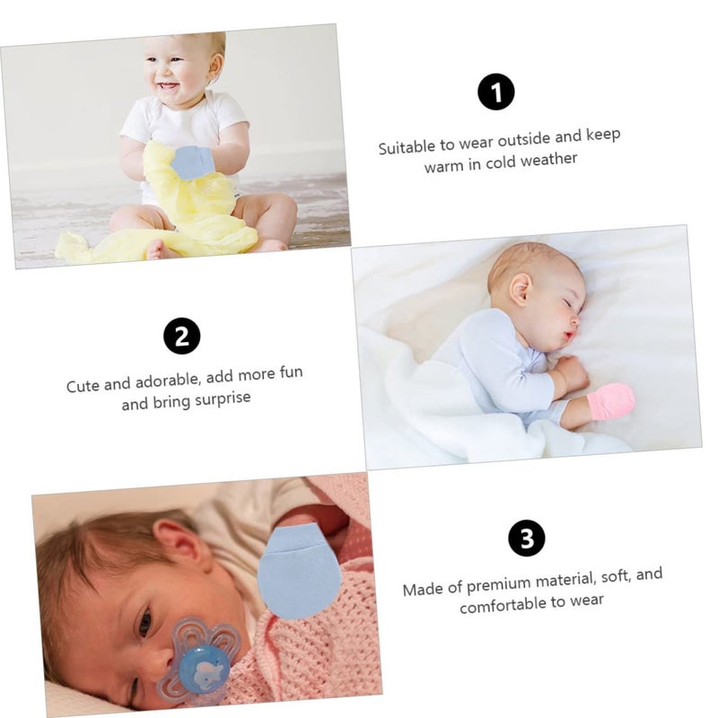 Newborn Infant Baby Hat And Gloves Set 100 Percent Cotton Beanie Anti Scratch Mittens 9 Piece Accessories For Boys Girls Warm Caps - Image 4